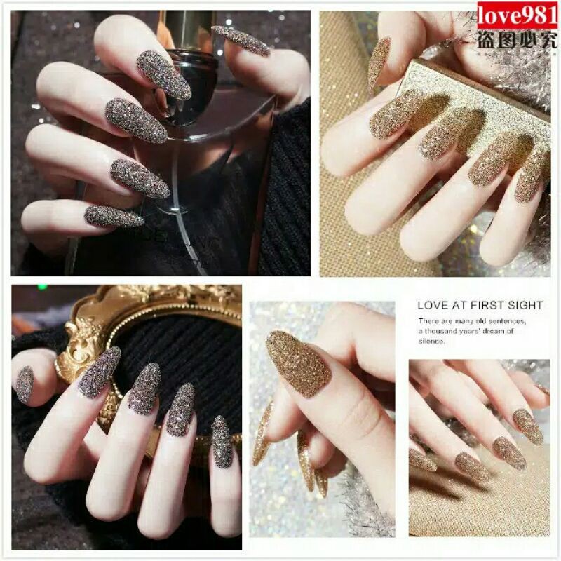 24pcs kuku palsu Glitter Glamour elegant