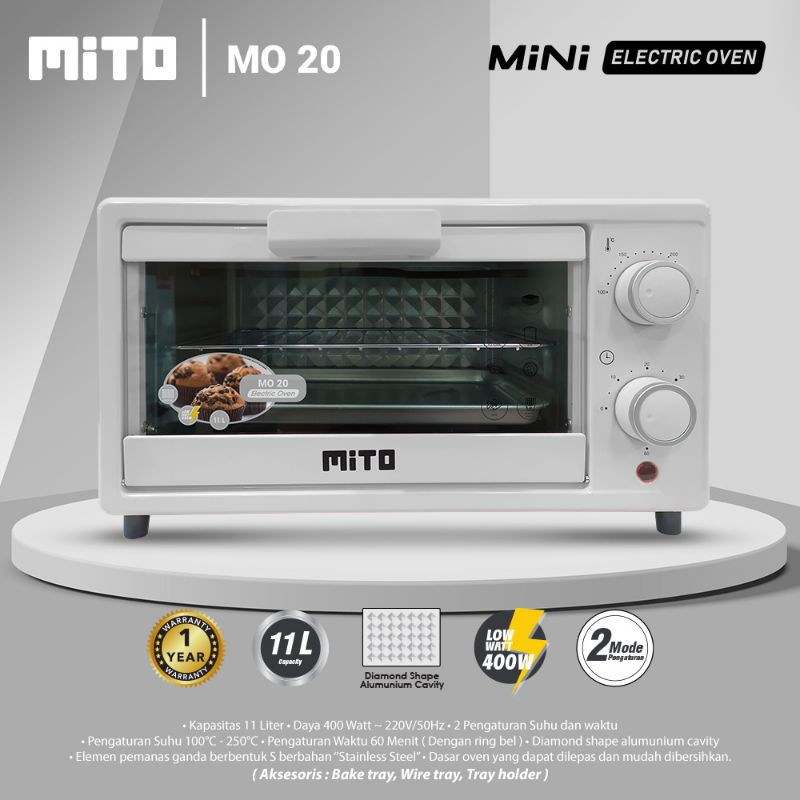 Mito Electric Oven MO 20 Oven Listrik Mini Kapasitas 11 Liter Garansi Resmi