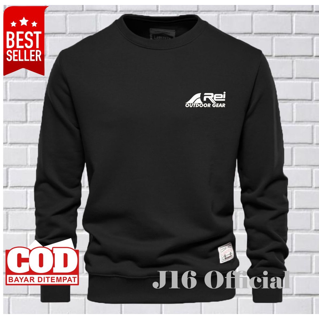 OUTDOOR REI Crewneck Sweater Oblong Pria Bahan Fleece Tebal