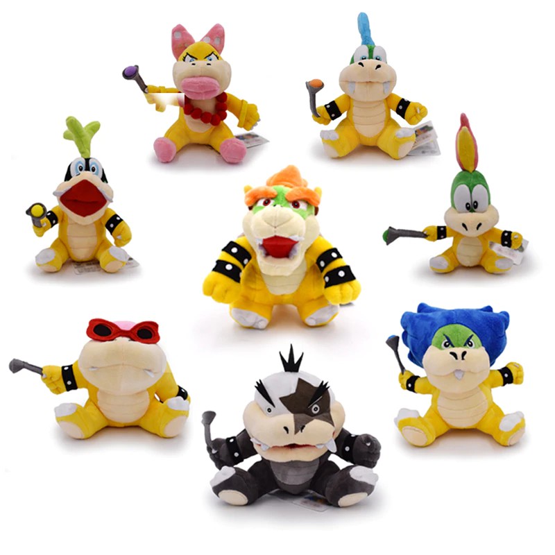 baby toys Free Shipping 8Pcs/Set Super Mario Koopalings Plush Toys Wendy LARRY IGGY Ludwig Roy
