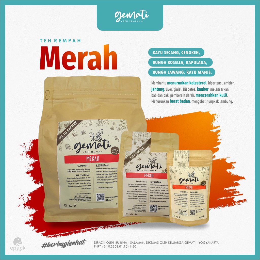 

Teh Diet - Kolesterol / Teh Rempah Minuman Kesehatan / GEMATI Merah