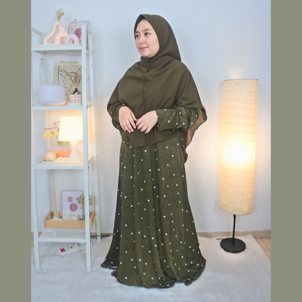 Set Syar'i | Baju Kurung | Hijab Syar'i - HIJAU BOTOL