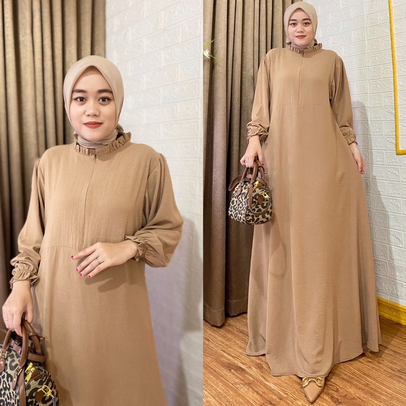 Dress Zahwa, Bahan Crinkle airflow premium. Ld 110 pb 140