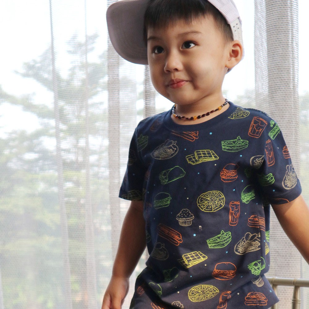 

Pop Kidswear Neon Foodie Kids tee - kaos anak gambar makanan hamburger