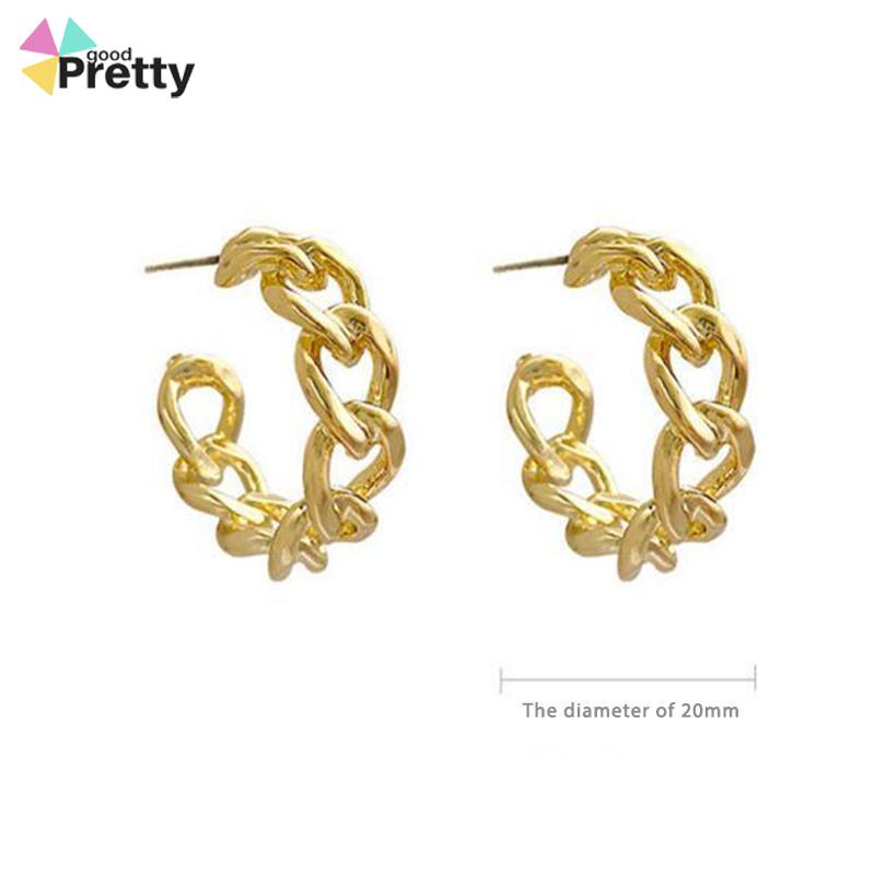 Anting Stud Model Rantai Rongga Bahan Logam Gaya Retro - PD