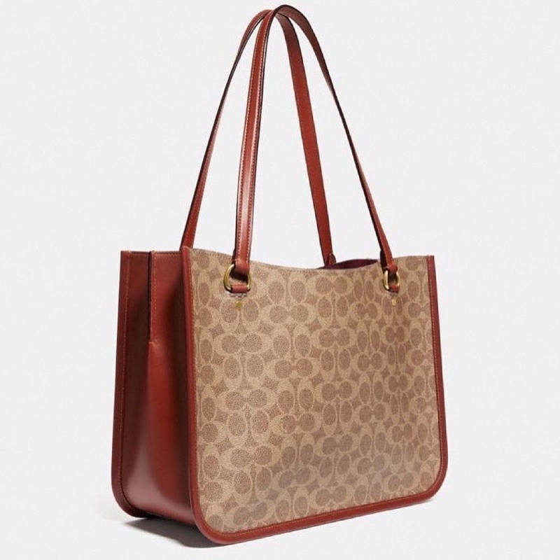 Coach Tyler Carryall In Signature Canvas brass tan rust
