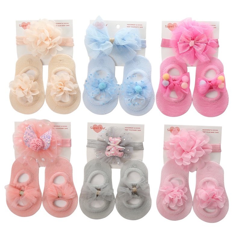 Set Kaos Kaki dan Bandana Bayi Newborn Import Victori Baby Set 2in1