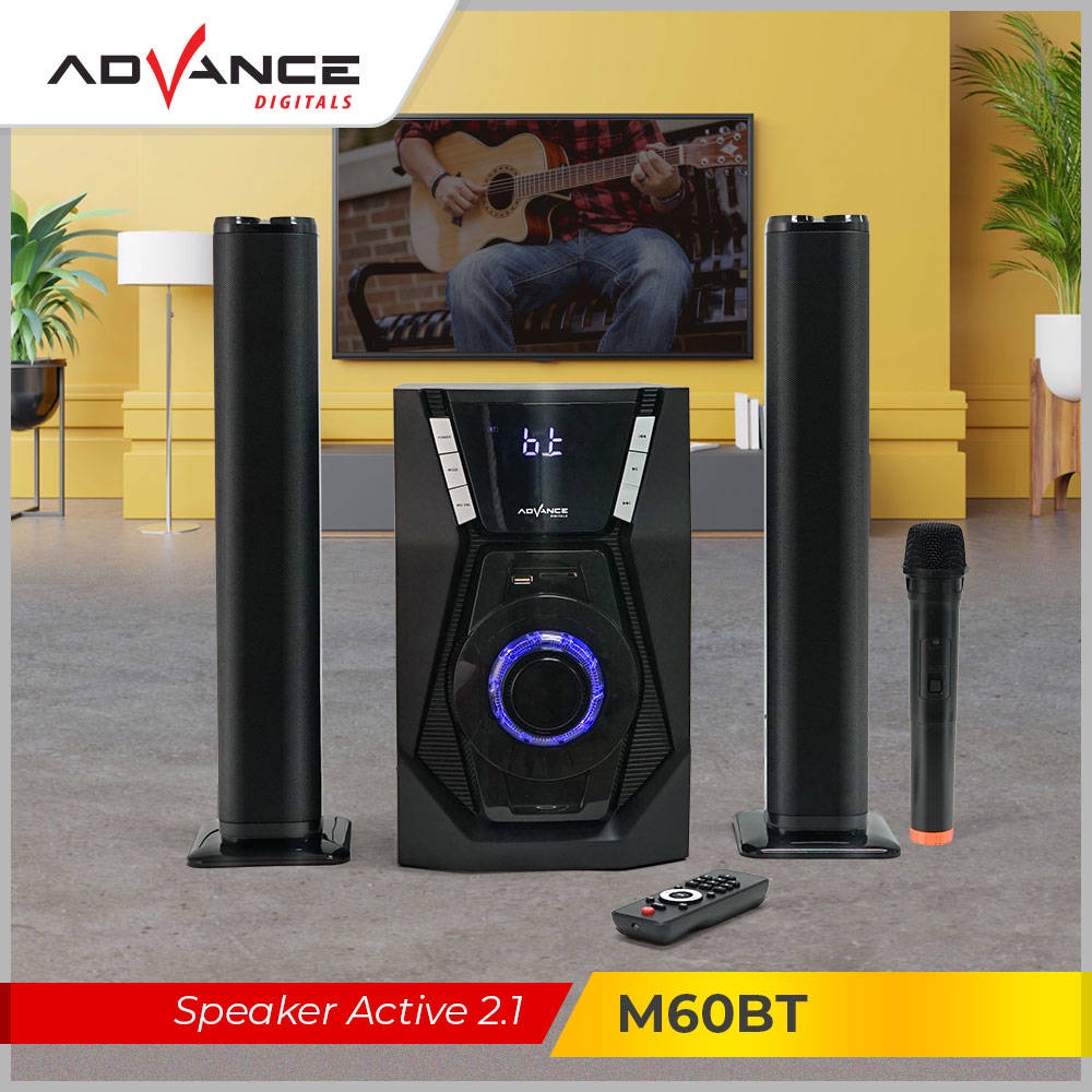 【READY STOCK】Advance M60BT Speaker Stereo Bluetooth Xtra Bass Subwoofer Bisa Karoke Gratis 1 Mic Garansi Resmi 1 Tahun