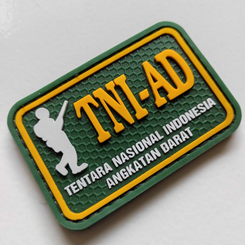 patch rubber logo tni ad dasar hijau/rubber patch tni ad/tempelan emblem karet velcro