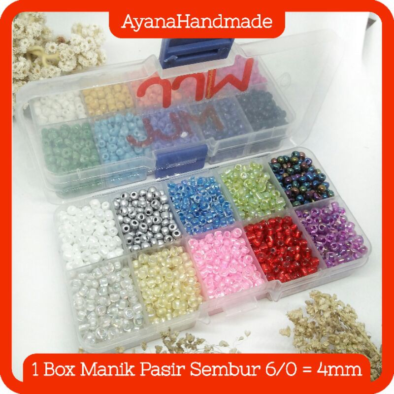 Mix Box Manik Kaca Pasir 8/0 = ±3mm glassbeads box set