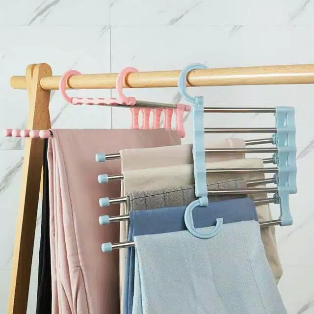 Magic Hanger 5 In 1 Stainless Gantungan Baju Celana Jilbab Syal Pakaian