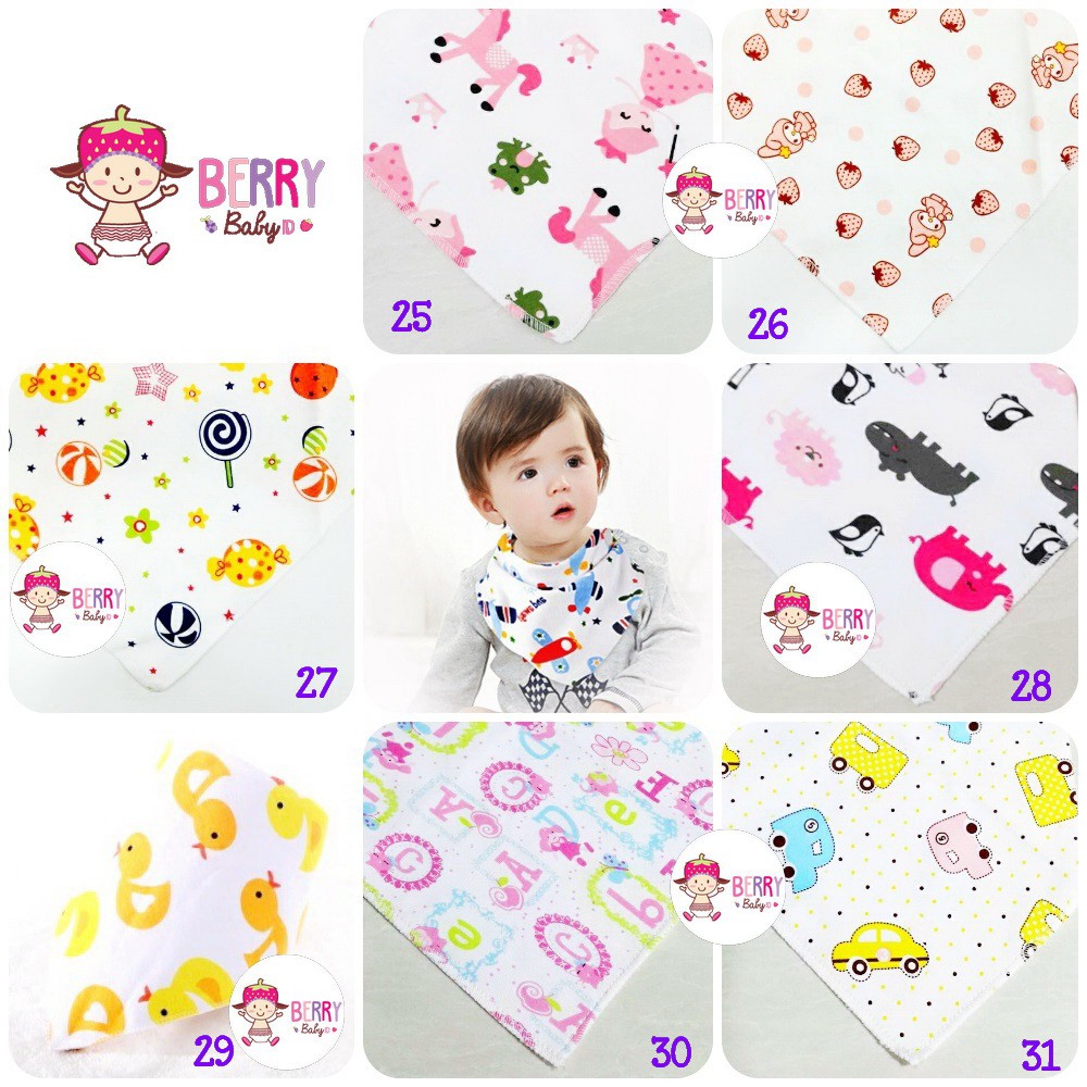 Berry Mart Slabber Bandana Katun Bib Celemek Makan Bayi 100% Katun Berry Mart