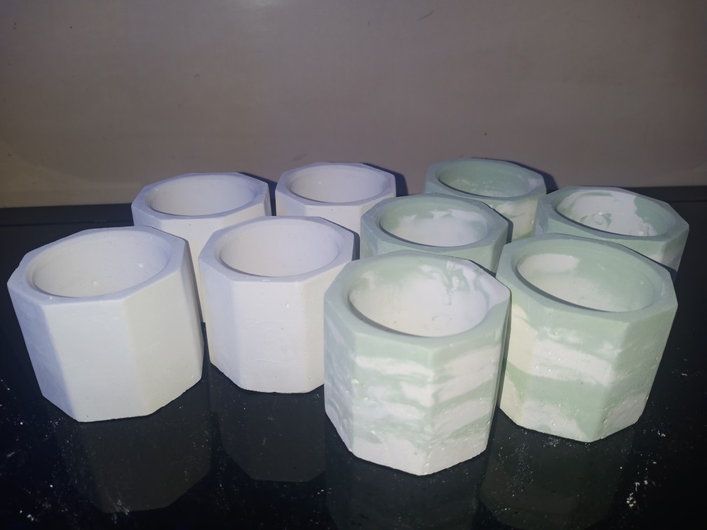 Pot Mini Marble Putih Hijau | Pot Sukulen
