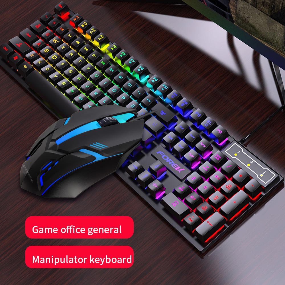 【COD】 Viqoo Pengukiran Laser Paket Gaming Key board dan Mouse RGB G12 Gaming USB Cable