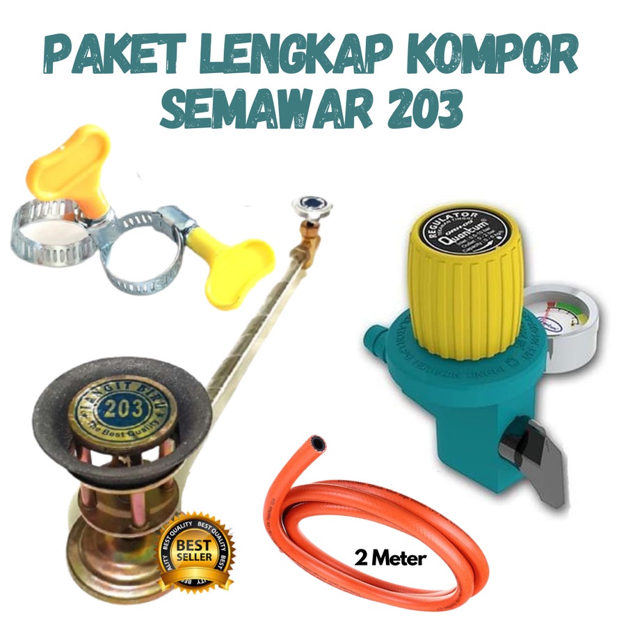 KOMPOR SEMAWAR 203 PAKET LENGKAP KLEM SELANG REGULATOR TEKANAN TINGGI 1 SET LENGKAP