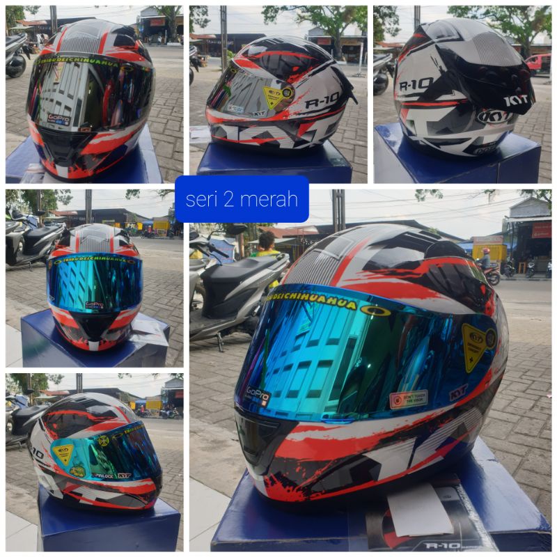 Helm KYT r10 motif_ KYT R10 Paket Ganteng