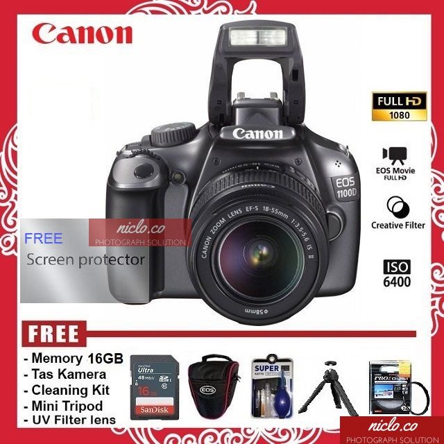 [NEW] KAMERA CANON EOS 1100D + LENSA KIT 18-55MM IS - GARANSI 1 TAHUN - CAMERA DSLR 1200D 4000D