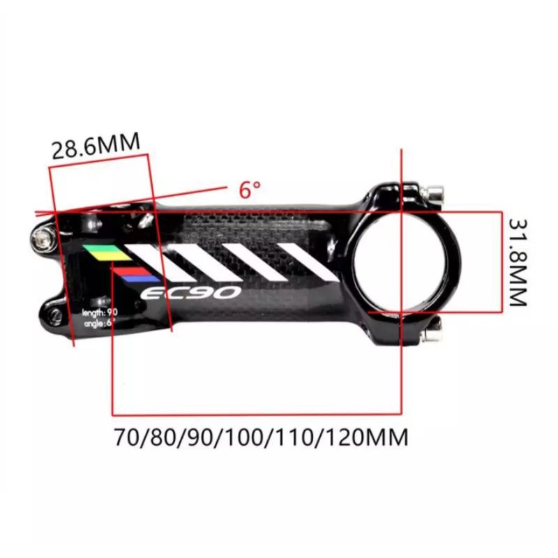 EC90 Stem Sepeda 31.8mm Panjang 120mm Stem Handlebar Sepeda 12 Cm