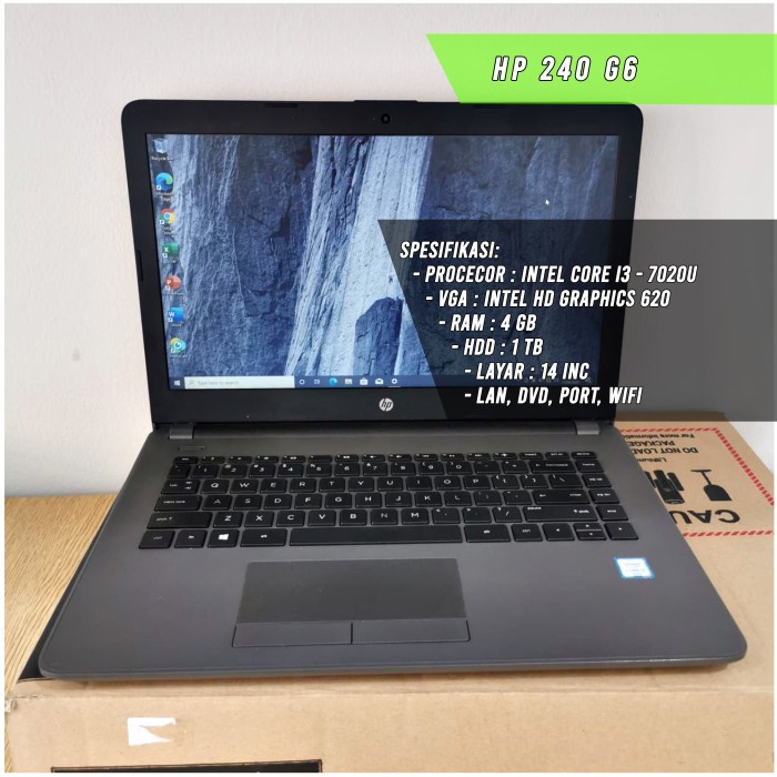 Laptop HP 240 G6 i3 7020U Hd Graphics 620 Ram 4/1 Tb Layar 14inch