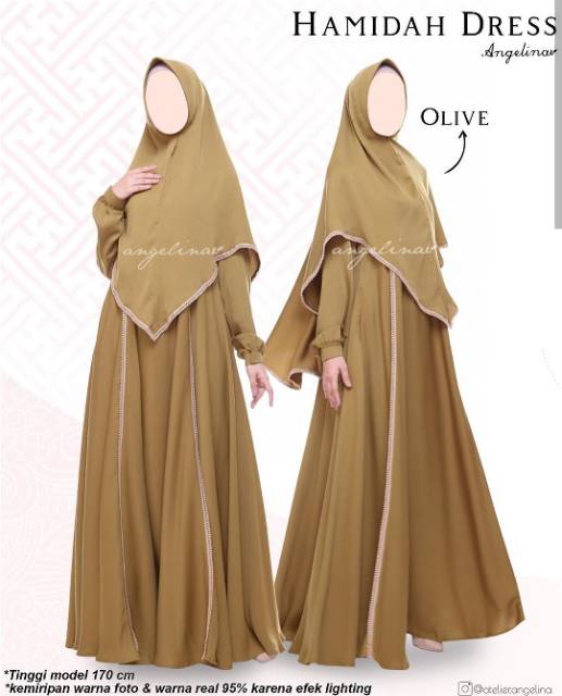 Atelier Angelina ~ NWT Hamidah Dress Lace warna Beige Size L ~ eksklusif premium