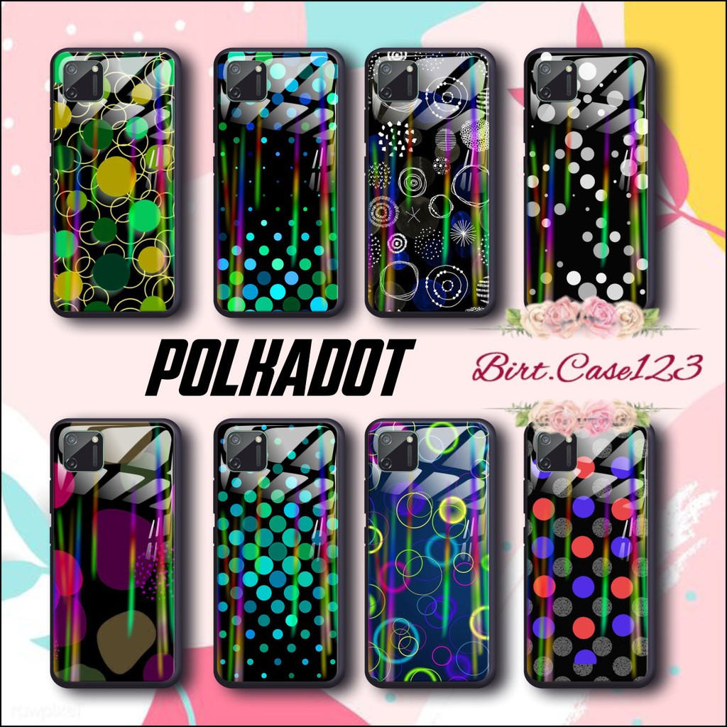 back case glass aurora POLKADOT Oppo A3s A1k A5 A9 2020 A7 F9 A5s A31 A52 a53 A92 A37 A57 A59 BC180