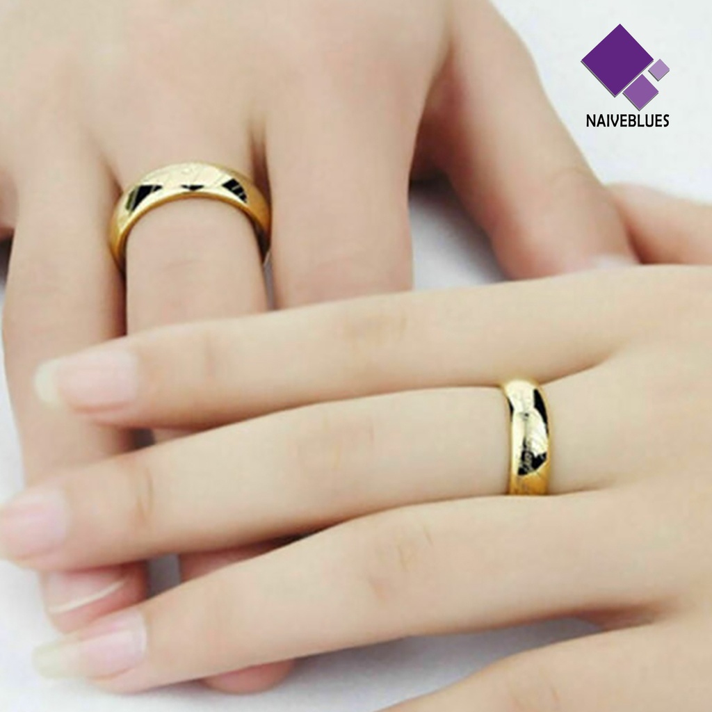 Cincin Pernikahan Motif Print Tulisan Bahan Baja Untuk Pria Dan Wanita