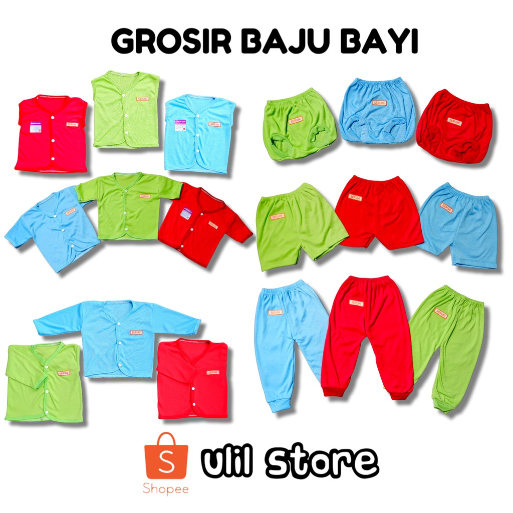 ISI 18 PC PAKET BAJU BAYI NEWBORN 0-4 BULAN SERUNI BABY POLOS