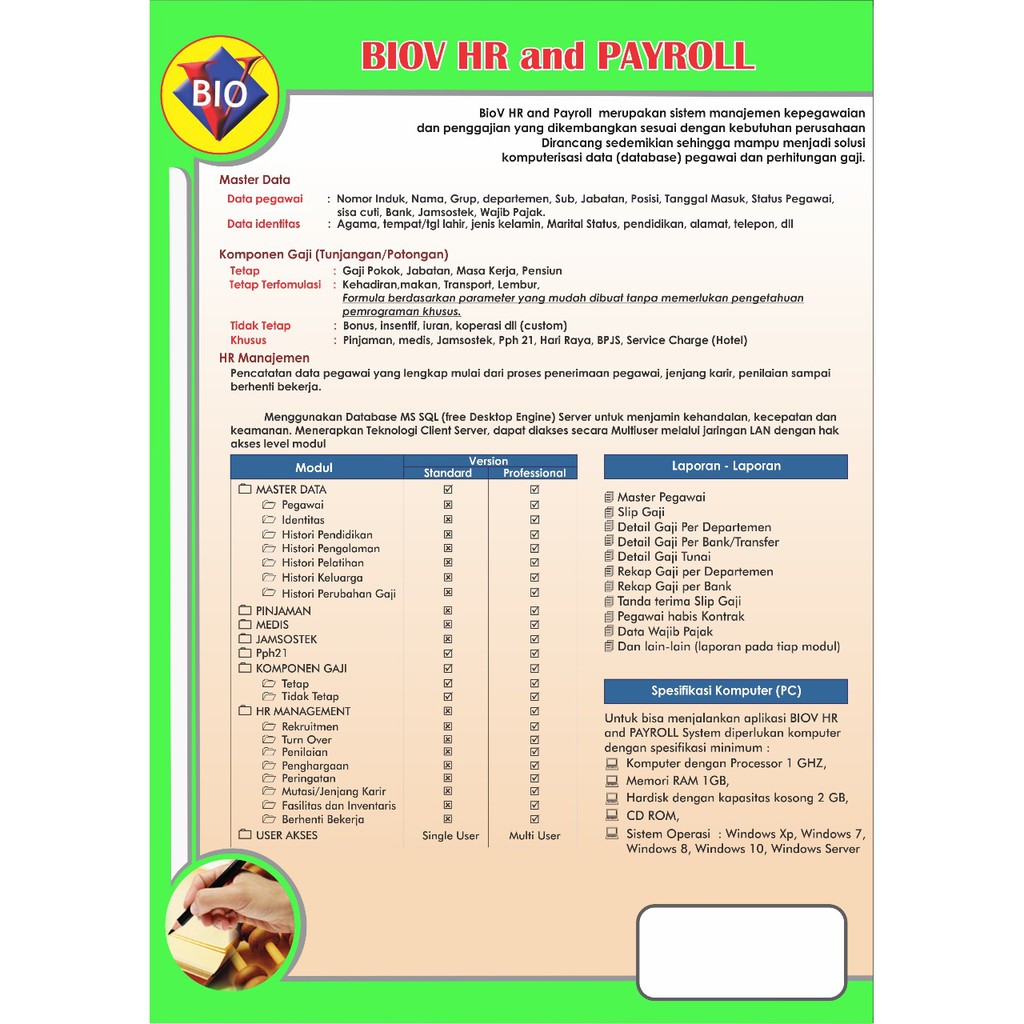 Software Payroll Standard - Pph21 - BPJS - BIOV Payroll
