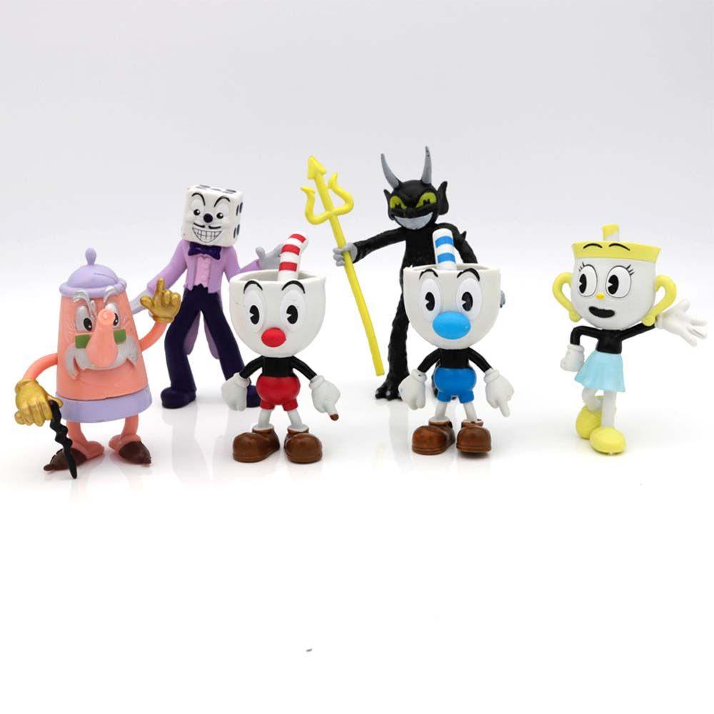 Cuphead Action Figure Anime Mainan Hadiah Model Game PVC Mugman Model Koleksi Dekorasi Mobil