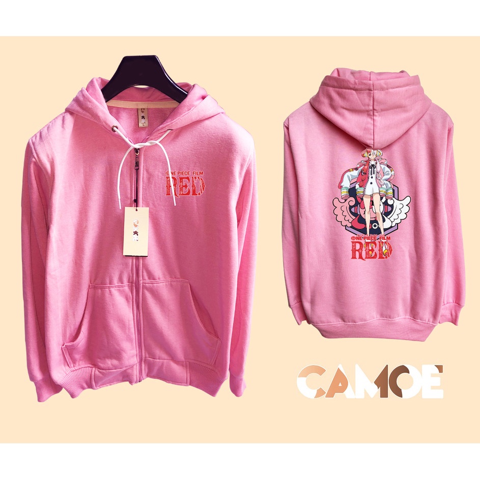 Jaket Hoodie Zipper Anime One Piece RED Uta