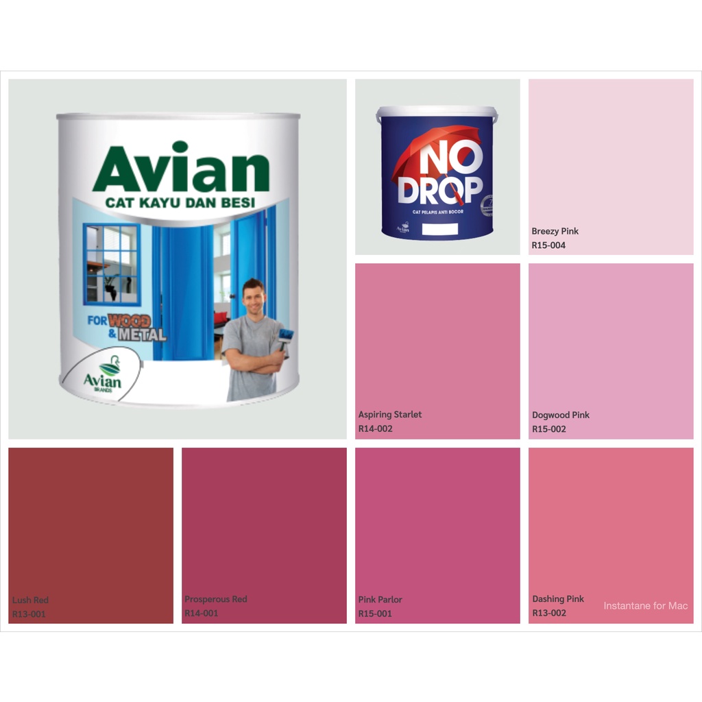 1 LITER Cat Pelapis Anti Bocor NO DROP AVIAN KAYU DAN BESI TINTING KODE R 1LITER