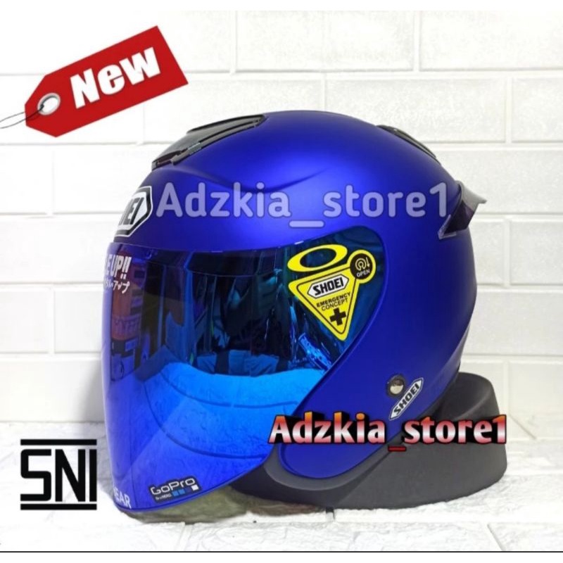 PAKET GANTENG KYT KYOTO REPLICA|MERK DYR|CUSTOM STIKER SHOE|HELM HALF FACE|BIRU DOFF
