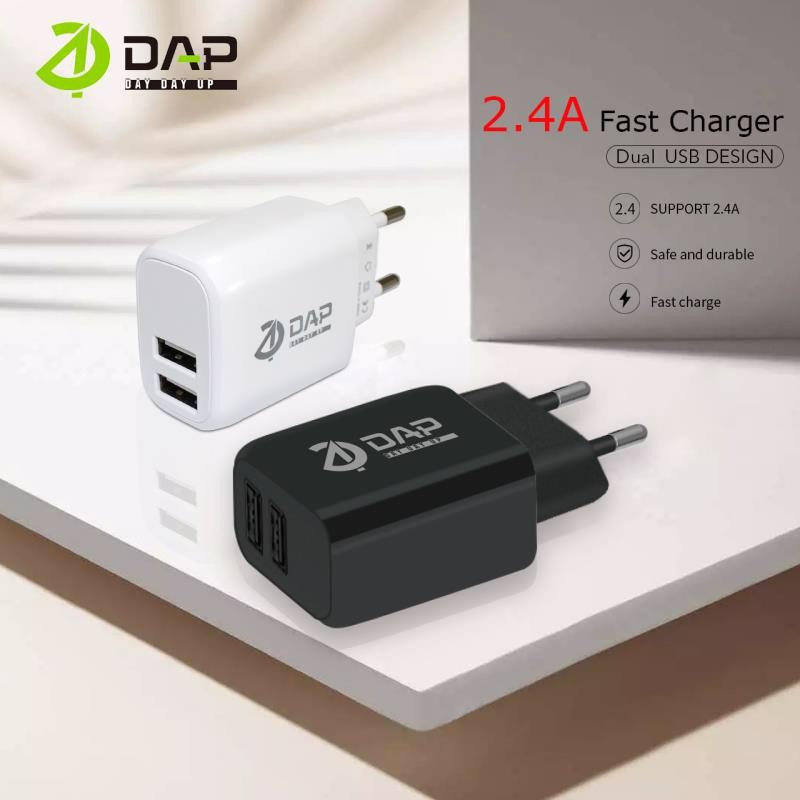 DAP D-A2N Travel Charger 2.4A 2 USB Port Fast Charger+Kabel Data Micro