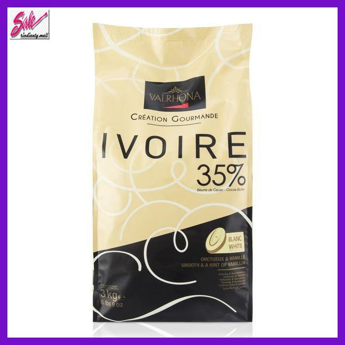 

SAKMACOKLAT- VALRHONA IVOIRE WHITE CHOCOLATE COUVERTURE COKLAT COIN PUTIH 250GR -MAKANAN-MINUMAN.