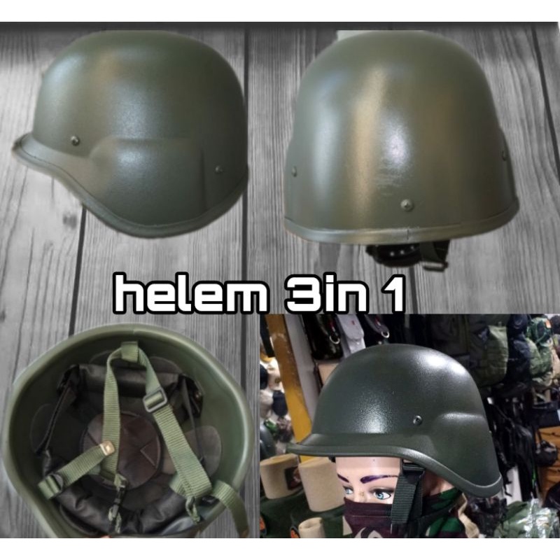 Helm TNI PASGT Tactical MICH 2000 Pelatih 3 In 1