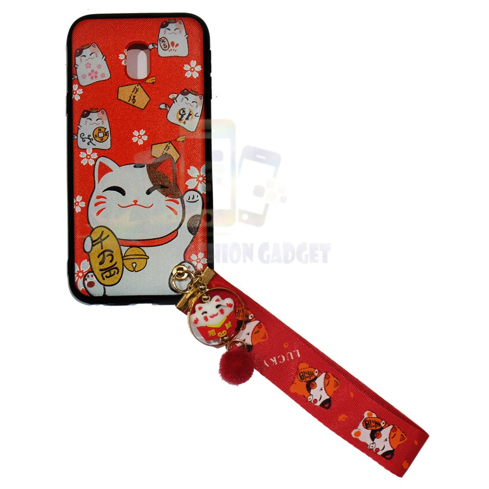 ANTI CRACK Samsung Galaxy J3 Pro 2017 / J330 Casing Lucky Cat Case / Silikon Maneki Neko Kucing Hoki