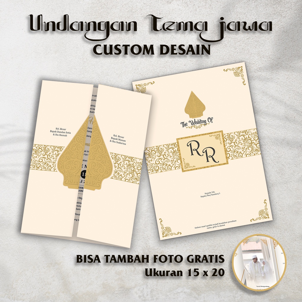 Jual undangan custom tema jawa undangan pernikahan jawa gunungan wayang