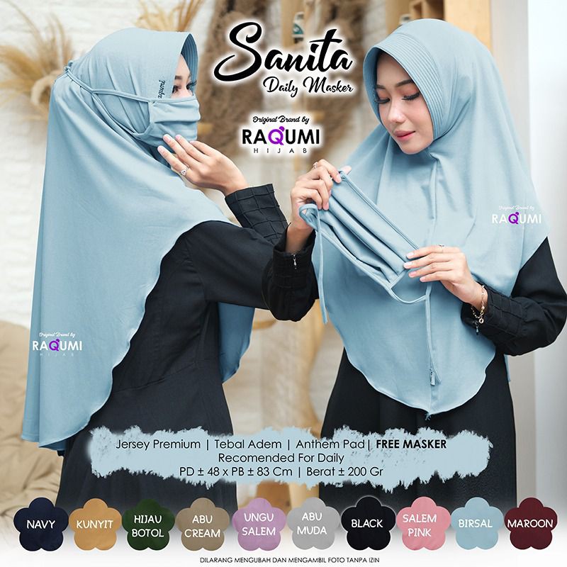 SANITA BY RAQUMI HIJAB ORIGINAL SOLO