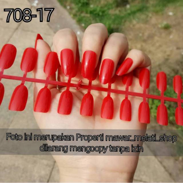 Kuku palsu polos panjang oval STILETTO  (GLOSSY 708)