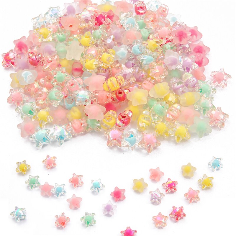 80pcs / Lot Manik-Manik Bintang Bahan Plastik Akrilik Ukuran 30g 11mm Warna Campur Untuk Membuat Perhiasan