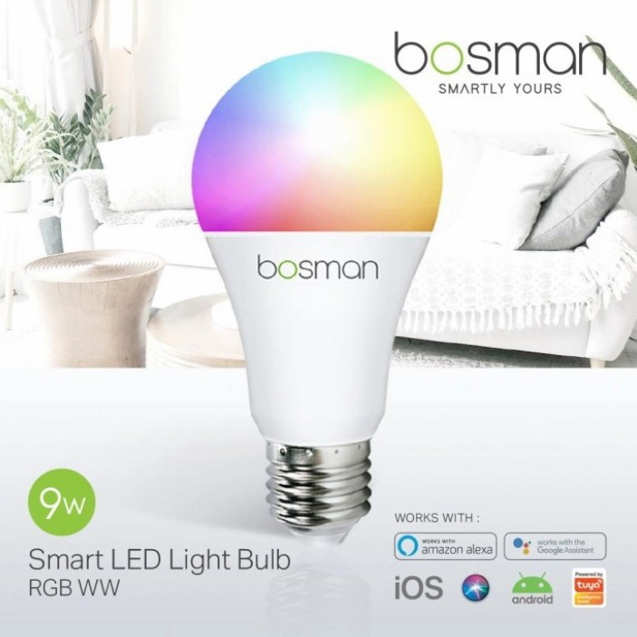 BOSMAN Smart Home Light Bulb 9W - RGBWW - Lampu Bohlam Pintar