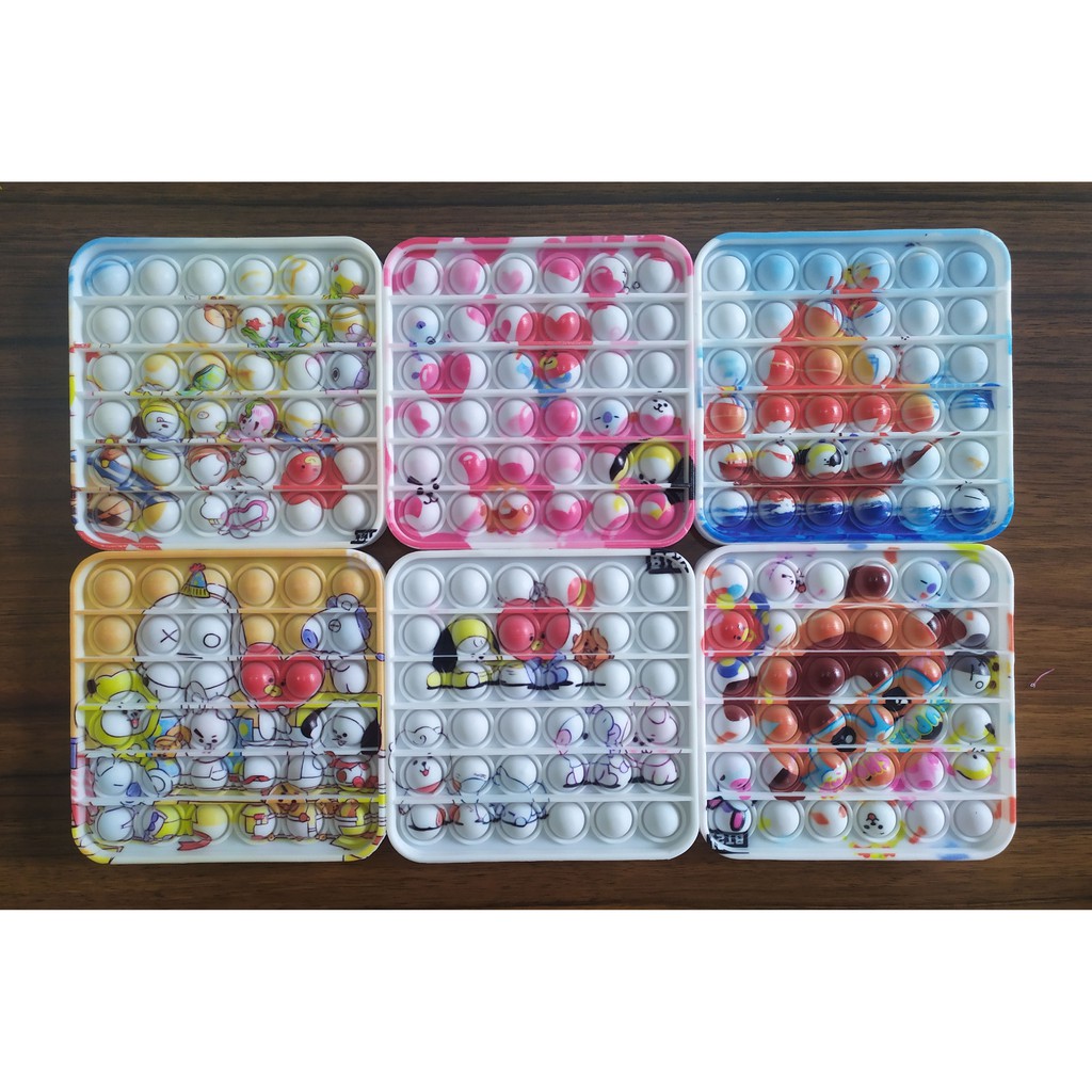 Pop It Fidged Toys Mainan TikTok Push Pop-Square BTS