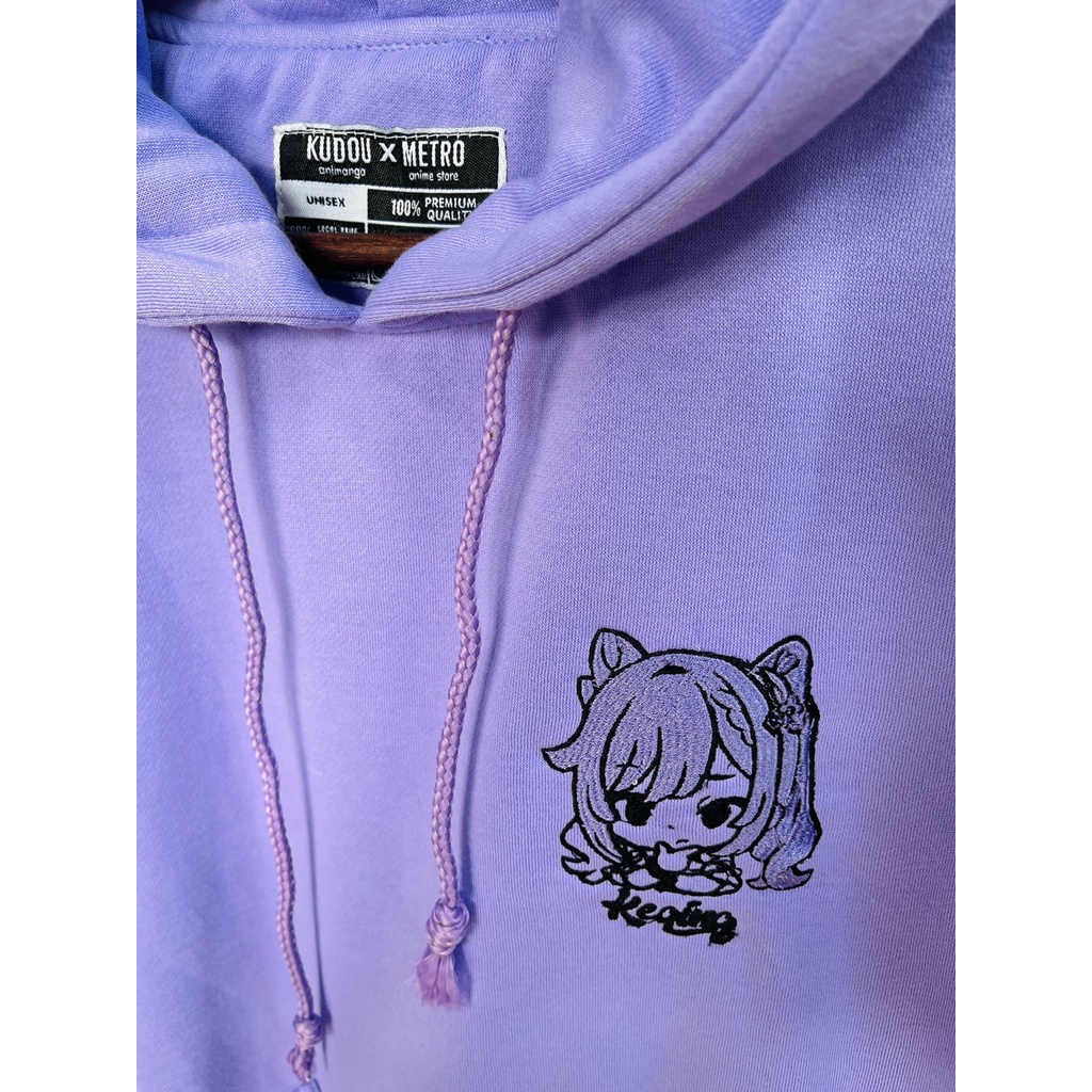 Hoodie Keqing Wangy Chibi Embroidery Anime Gaming Genshin Impact Premium Unisex