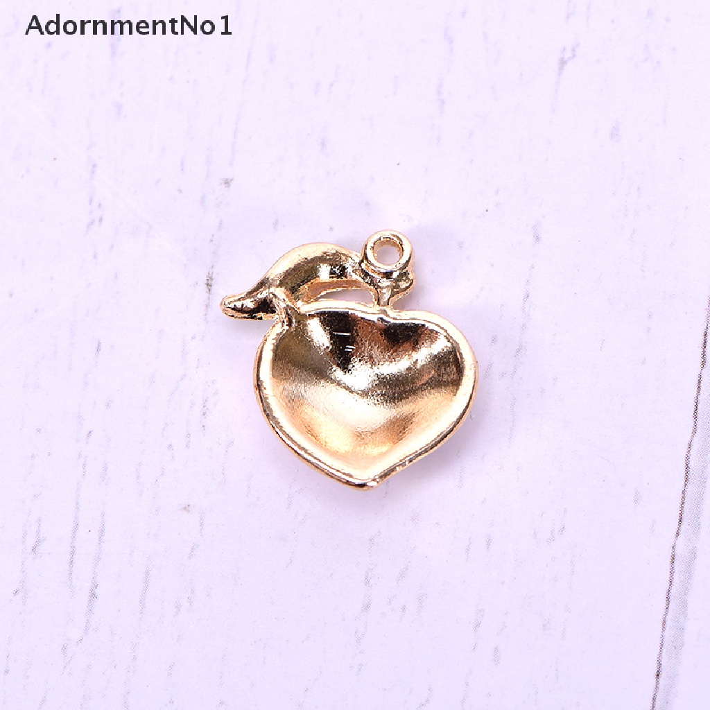 (AdornmentNo1) 10pcs / Set Liontin Enamel Bentuk Buah Peach Bahan Alloy Untuk Kerajinan Tangan DIY