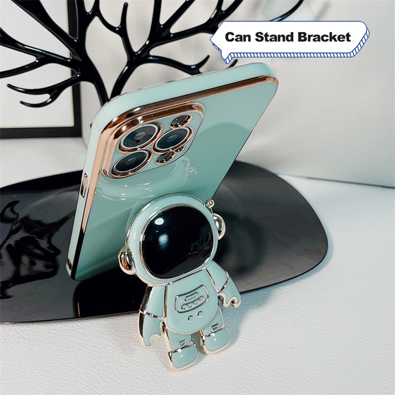Soft Case TPU Motif Astronot Untuk Samsung A12 A72 A52 A52s A71 A51 A50 A50s A30s A20 A30 M12 S20 S21 FE S22 Ultra Plus Astronaut Electroplate Phone Case Soft TPU Silicone Case Shockproof Drop Resistance Protective Cover