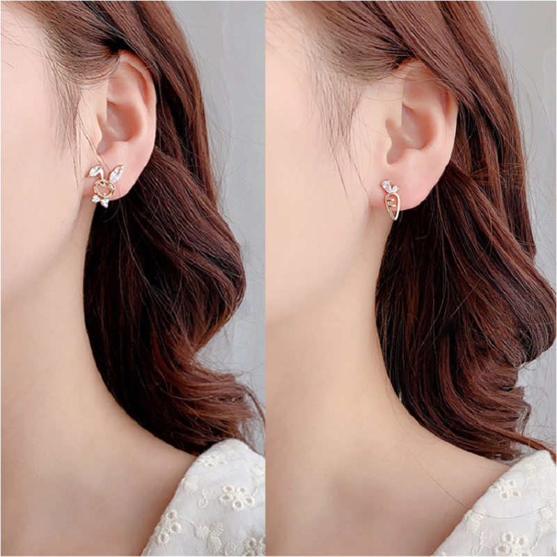 Anting Tusuk Sterling Silver 925 Model Kelinci / Wortel / Permen Gaya Korea Untuk Wanita