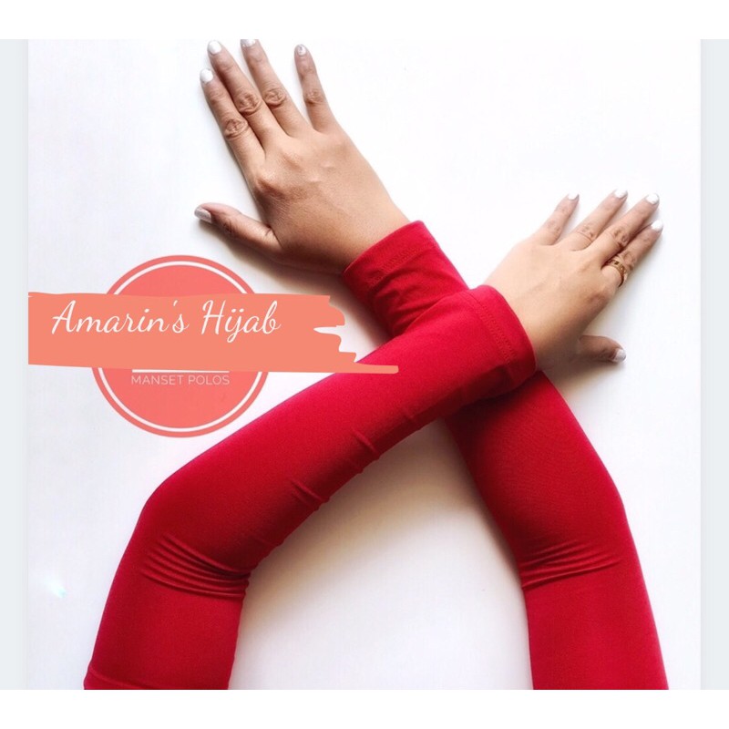 Manset tangan spandek Ballon / Handsock polos lengan panjang / Manset tangan wanita dan pria-Merah cabe