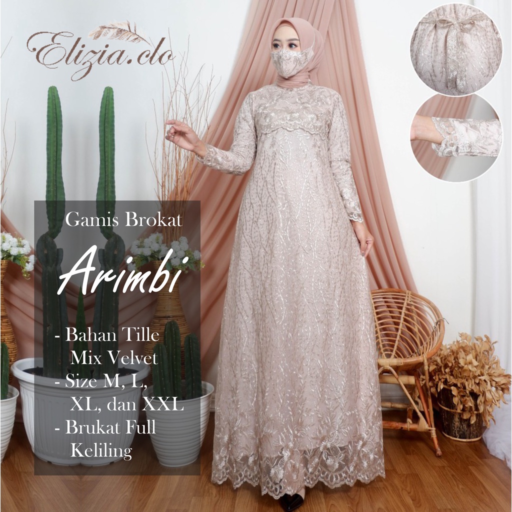 ꧁𓊈𒆜𝔢𝔩𝔦𝔷𝔦𝔞.𝔠𝔩𝔬 𒆜𓊉꧂ Sania Long Dress Wanita LD 90 100 110 120 Bahan Wolfis Mix Brukat Busui Tangan Lon