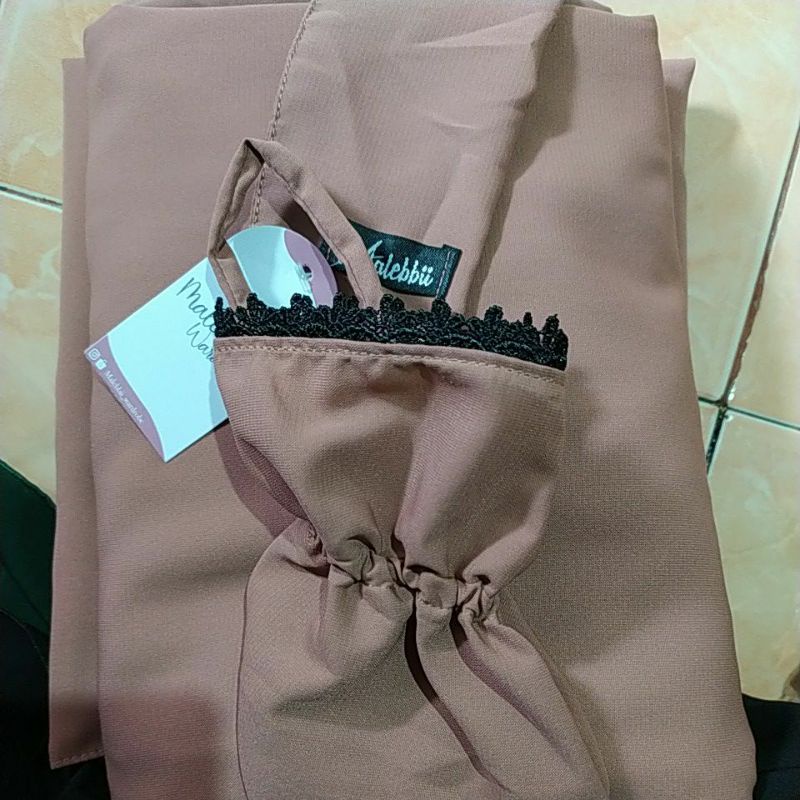 FRENCH KHIMAR . FRENCH KHIMAR RENDA . FRENCH KHIMAR MURAH SET BAHAN WOLFIS-Cinnamon