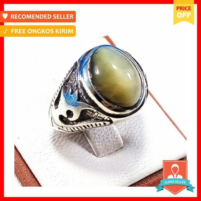 CINCIN BATU AKIK NATURAL PANDAN HIJAU KANTORAN SIZE